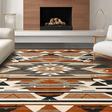 Ultra Soft Area Rug, Non Slip, Stain Resistant, Washable Area Rugs for Living Room, Bedroom, Lively Geometric Southwestern Composition(Brown)