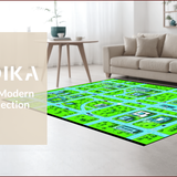 Ultra Soft Area Rug, Non Slip, Stain Resistant, Washable Area Rugs for Living Room, Bedroom, Vibrant Urban Playground Design(Green)