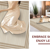 Ultra Soft Area Rug, Non Slip, Stain Resistant, Washable Area Rugs for Living Room, Bedroom, Luxe Textured Neutral Circle(Beige)