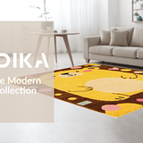 Ultra Soft Area Rug, Non Slip, Stain Resistant, Washable Area Rugs for Living Room, Bedroom, Cozy Teddy Bear Lettering Pattern(Yellow)