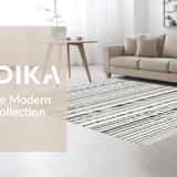 Ultra Soft Area Rug, Non Slip, Stain Resistant, Washable Area Rugs for Living Room, Bedroom, Artful Modernist Symmetrical Stripe Design(Black)
