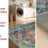Ultra Soft Area Rug, Non Slip, Stain Resistant, Washable Area Rugs for Living Room, Bedroom, Rustic Coastal Inspired Design(Orange)