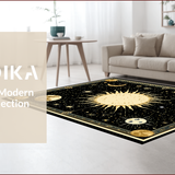 Ultra Soft Area Rug, Non Slip, Stain Resistant, Washable Area Rugs for Living Room, Bedroom, Ethereal Sun Moon Tapestry Aesthetic(Black)
