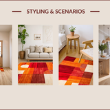 Ultra Soft Area Rug, Non Slip, Stain Resistant, Washable Area Rugs for Living Room, Bedroom, Warm Toned Artful Patterned Delight(Red)