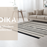 Ultra Soft Area Rug, Non Slip, Stain Resistant, Washable Area Rugs for Living Room, Bedroom, Black and White Striped Rug, Modern Design(Black)