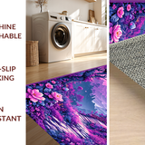 Ultra Soft Area Rug, Non Slip, Stain Resistant, Washable Area Rugs for Living Room, Bedroom, Enchanting Floral Fantasy Composition(Purple)