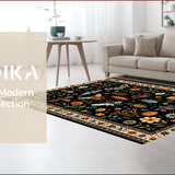 Ultra Soft Area Rug, Non Slip, Stain Resistant, Washable Area Rugs for Living Room, Bedroom, Whimsical Boho Insect Print Bedroom Rug Black(Black)