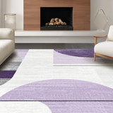 Ultra Soft Area Rug, Non Slip, Stain Resistant, Washable Area Rugs for Living Room, Bedroom, Chic Semicircle Gray Tones(Purple)