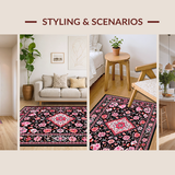 Ultra Soft Area Rug, Non Slip, Stain Resistant, Washable Area Rugs for Living Room, Bedroom, Luxurious Soft Petal Pattern(Red)
