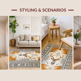 Ultra Soft Area Rug, Non Slip, Stain Resistant, Washable Area Rugs for Living Room, Bedroom, Artistic Neutral Safari Theme(Gold)