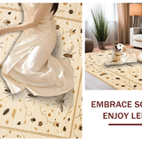 Ultra Soft Area Rug, Non Slip, Stain Resistant, Washable Area Rugs for Living Room, Bedroom, Artistic Insect Botanical Composition(Beige)