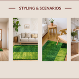 Ultra Soft Area Rug, Non Slip, Stain Resistant, Washable Area Rugs for Living Room, Bedroom, 3D Botanical Oasis Aesthetic(Green)