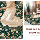Ultra Soft Area Rug, Non Slip, Stain Resistant, Washable Area Rugs for Living Room, Bedroom, Chic Dark Floral Medallion(Green)