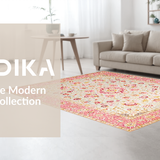 Ultra Soft Area Rug, Non Slip, Stain Resistant, Washable Area Rugs for Living Room, Bedroom, Graceful Soft Pink Curved Patterns(Pink)