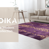 Ultra Soft Area Rug, Non Slip, Stain Resistant, Washable Area Rugs for Living Room, Bedroom, Charming Distressed Geometric Flair(Purple)