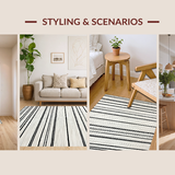 Ultra Soft Area Rug, Non Slip, Stain Resistant, Washable Area Rugs for Living Room, Bedroom, Stylish Soft Neutral Patterned Design(Black)