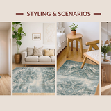 Ultra Soft Area Rug, Non Slip, Stain Resistant, Washable Area Rugs for Living Room, Bedroom, Rustic Textured Geometric Motif(Gray)
