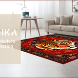 Ultra Soft Area Rug, Non Slip, Stain Resistant, Washable Area Rugs for Living Room, Bedroom, Vibrant Wild Animal Aesthetic(Red)