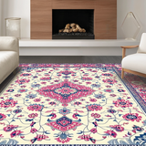 Ultra Soft Area Rug, Non Slip, Stain Resistant, Washable Area Rugs for Living Room, Bedroom, Rustic Cream Botanical Design(Ivory)