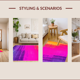 Ultra Soft Area Rug, Non Slip, Stain Resistant, Washable Area Rugs for Living Room, Bedroom, Vibrant Tie-Dye Playful Aesthetic(Pink)