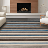 Ultra Soft Area Rug, Non Slip, Stain Resistant, Washable Area Rugs for Living Room, Bedroom, Elegant Textured Tone Block Pattern(Brown)