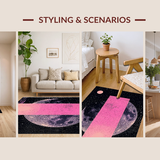 Ultra Soft Area Rug, Non Slip, Stain Resistant, Washable Area Rugs for Living Room, Bedroom, Dreamy Pastel Moonlit Design(Pink)