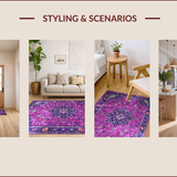 Ultra Soft Area Rug, Non Slip, Stain Resistant, Washable Area Rugs for Living Room, Bedroom, Elegant Pastel Geometric Motif(Pink)