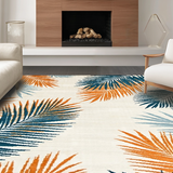 Ultra Soft Area Rug, Non Slip, Stain Resistant, Washable Area Rugs for Living Room, Bedroom, Rustic Coastal Palm Retreat(Orange)