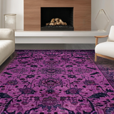 Ultra Soft Area Rug, Non Slip, Stain Resistant, Washable Area Rugs for Living Room, Bedroom, Classic Monochrome Trellis Features(Purple)