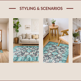 Ultra Soft Area Rug, Non Slip, Stain Resistant, Washable Area Rugs for Living Room, Bedroom, Chic Modern Floral Geometry(Blue)