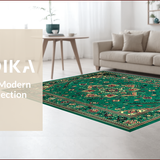 Ultra Soft Area Rug, Non Slip, Stain Resistant, Washable Area Rugs for Living Room, Bedroom, Rustic Warm Toned Tribal Motif(Green)