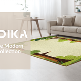 Ultra Soft Area Rug, Non Slip, Stain Resistant, Washable Area Rugs for Living Room, Bedroom, Charming Cartoon Tree Silhouettes(Beige)