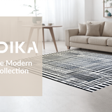 Ultra Soft Area Rug, Non Slip, Stain Resistant, Washable Area Rugs for Living Room, Bedroom, Geometric Black & White Area Rug:  Boho Chic Design(Black)