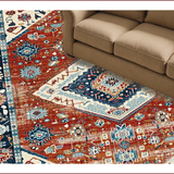 Ultra Soft Area Rug, Non Slip, Stain Resistant, Washable Area Rugs for Living Room, Bedroom, Elegant Distressed Medallion Design(Red)