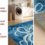 Ultra Soft Area Rug, Non Slip, Stain Resistant, Washable Area Rugs for Living Room, Bedroom, Octopus Rug - Blue and White Octopus Pattern(Blue)