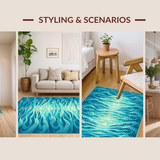 Ultra Soft Area Rug, Non Slip, Stain Resistant, Washable Area Rugs for Living Room, Bedroom, Serene Blue Aquatic Elegance(Blue)