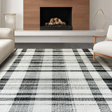 Ultra Soft Area Rug, Non Slip, Stain Resistant, Washable Area Rugs for Living Room, Bedroom, Striped Modern Entryway Rug: Handwoven Geometric Doormat(Black)