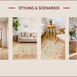 Ultra Soft Area Rug, Non Slip, Stain Resistant, Washable Area Rugs for Living Room, Bedroom, Rustic Light Brown Botanical Elegance(Beige)