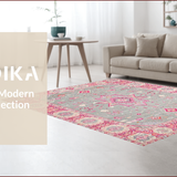Ultra Soft Area Rug, Non Slip, Stain Resistant, Washable Area Rugs for Living Room, Bedroom, Elegant Light Grey Floral Motif(Gray)