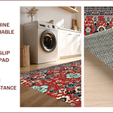 Ultra Soft Area Rug, Non Slip, Stain Resistant, Washable Area Rugs for Living Room, Bedroom, Boho Floral Non-Slip Bedroom Rug(Red)