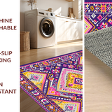 Ultra Soft Area Rug, Non Slip, Stain Resistant, Washable Area Rugs for Living Room, Bedroom, Sophisticated Tiled Design Elements(Purple)