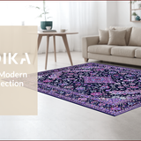 Ultra Soft Area Rug, Non Slip, Stain Resistant, Washable Area Rugs for Living Room, Bedroom, Eclectic Vintage Colorful Motif(Blue)