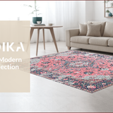 Ultra Soft Area Rug, Non Slip, Stain Resistant, Washable Area Rugs for Living Room, Bedroom, Soft Pastel Boho Patterned Delight(Pink)