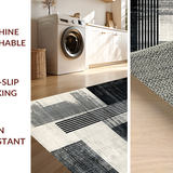 Ultra Soft Area Rug, Non Slip, Stain Resistant, Washable Area Rugs for Living Room, Bedroom, Artisan Stripe Rug with Asymmetric Linear Graphics and Abstract Touch(Gray)