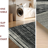 Ultra Soft Area Rug, Non Slip, Stain Resistant, Washable Area Rugs for Living Room, Bedroom, Piano Key: Striped Woven Rug, Minimalist Black & White Design(Black)