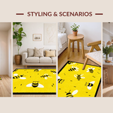 Ultra Soft Area Rug, Non Slip, Stain Resistant, Washable Area Rugs for Living Room, Bedroom, Joyful Garden-Inspired Round Mat(Yellow)