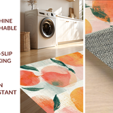 Ultra Soft Area Rug, Non Slip, Stain Resistant, Washable Area Rugs for Living Room, Bedroom, Peach Inspired Area Rug Blush Orange Green White Artistic Design(Orange)