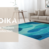 Ultra Soft Area Rug, Non Slip, Stain Resistant, Washable Area Rugs for Living Room, Bedroom, Nautical Sea Life Area Rug Featuring Abstract Seahorse and Marine Blue Gradient(Blue)