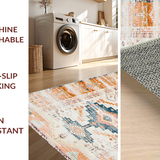 Ultra Soft Area Rug, Non Slip, Stain Resistant, Washable Area Rugs for Living Room, Bedroom, Minimalist Bright Geometric Elements(Orange)