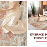 Ultra Soft Area Rug, Non Slip, Stain Resistant, Washable Area Rugs for Living Room, Bedroom, Sophisticated Earthy Geometric Arrangement(Red)
